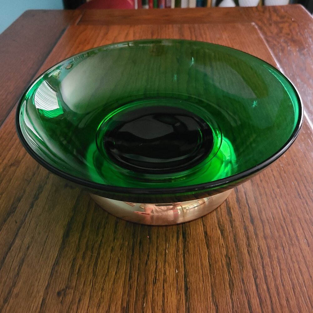 VTG PADEN CITY GLASS ~ Emerald Glo Serving Bowl ~ EUC Art Deco MCM
